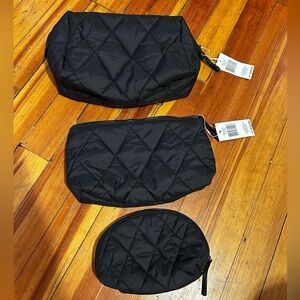 Vera Bradley Lot of 3 Black Nylon Toiletries Bags New With Tags
